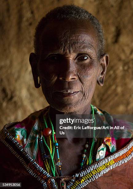 Tanzania, Serengeti Plateau, Lake Eyasi, datoga tribe woman with scarifications and tattoos on the face