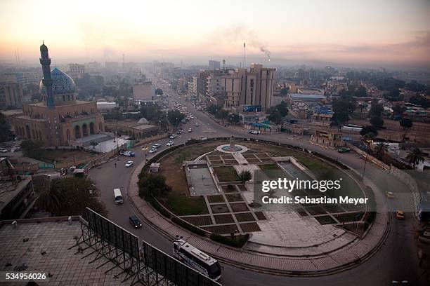 View of Baghdad with Firdos Square and Mosque. After years of war and violence, Baghdad is starting to show signs of economic development. Photo by...