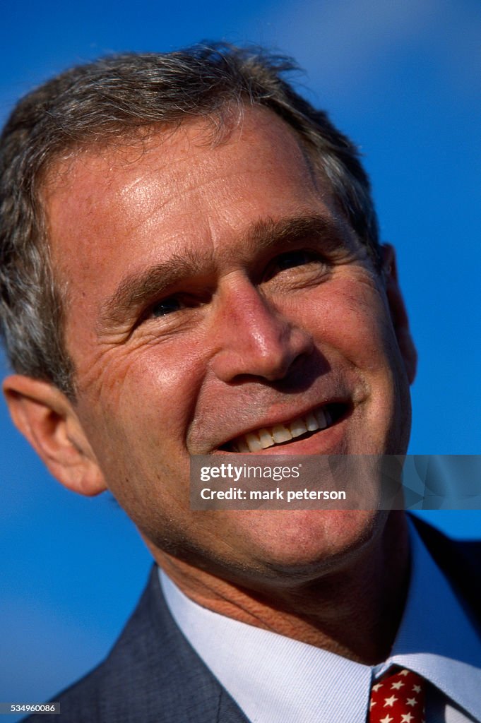 Texas Governor George W. Bush during his campaign for re-election in ...