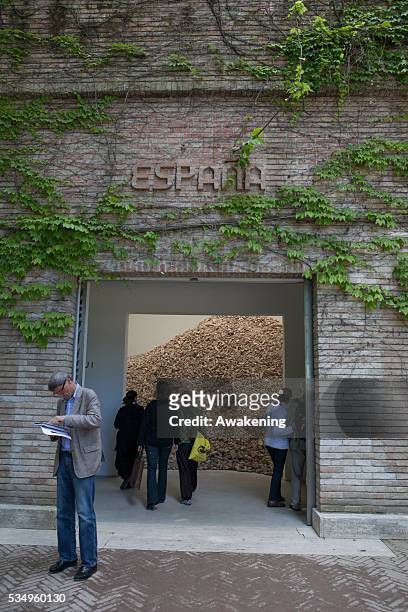 General view of the Spain Pavillion seen during the press preview for the 55th Biennale in Venice