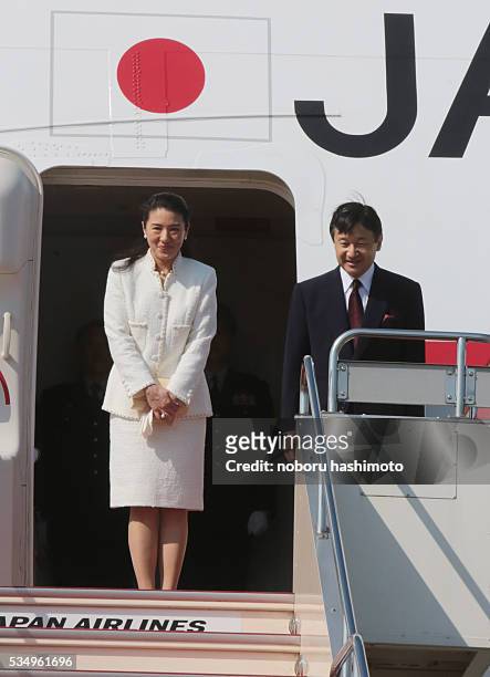 April28/2013/Noboru Hashimoto/Tokyo/Japan Jampanese Crown Prince Naruhito and Princess Masako leave Japan to atttend at Netherlands King enthronement...
