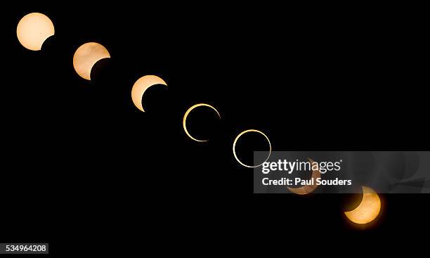 annular solar eclipse, redding, california - éclipse solaire photos et images de collection