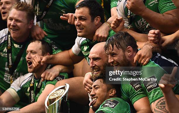 Edinburgh , United Kingdom - 28 May 2016; Connacht players celebrate following the Guinness PRO12 Final match between Leinster and Connacht at BT...