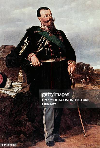 Portrait of Victor Emmanuel II of Savoy , King of Sardinia and Italy painting by Michele Gordigiani . Italy, 19th century.
