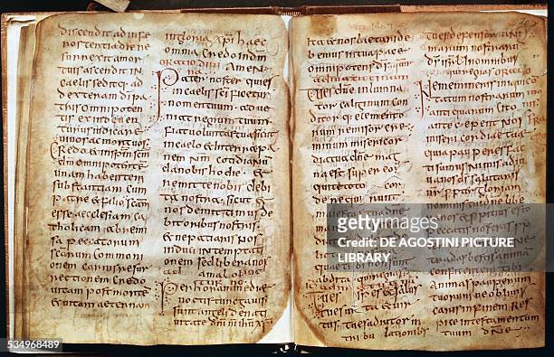 Pages from the Antiphonary of Bangor, Latin manuscript, Ireland, 7th century. Copyright Veneranda Biblioteca Ambrosiana. Milan, Biblioteca Ambrosiana