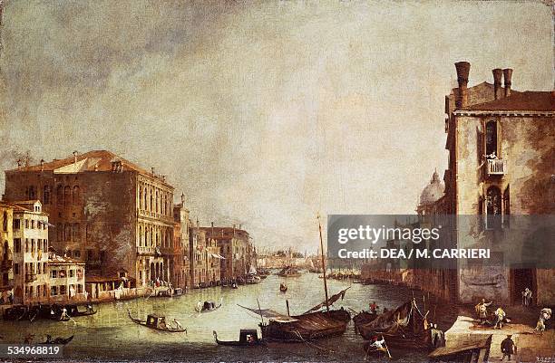View of Canal Grande from San Vio, painting by Giovanni Antonio Canal, known as Canaletto , oil on canvas. Italy, 18th century. Dresda,...