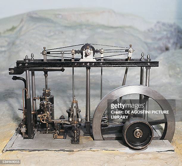 Model low pressure steam engine, ca 1784, designed by James Watt . United Kingdom, 18th-19th century. Milan, Museo Nazionale Della Scienza E Della...