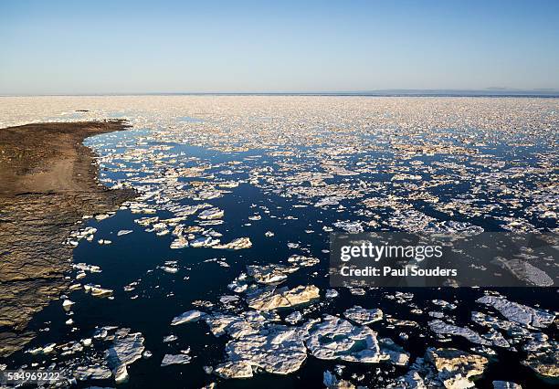 sea ice, hudson bay, nunavut, canada - bloco de gelo flutuante - fotografias e filmes do acervo