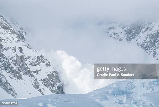 avalanche on glacier - avalanche bildbanksfoton och bilder