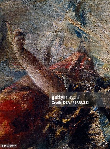 The Angel's arm blessing Tobias, detail from The Marriage of Tobias, right part, by Giovanni Antonio Guardi , church of the Archangel Raphael,...