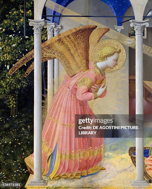 Archangel Gabriel, detail from the Annunciation or the Prado Altarpiece, 1430-1435, by Giovanni da Fiesole, known as Fra Angelico , tempera on panel,...