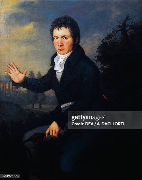 Portrait of the German composer Ludwig van Beethoven , ca 1804, by Joseph Willibrord Mahler , oil on canvas. Germany, 19th century. Vienna,...