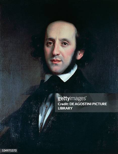Portrait of the composer and conductor Felix Mendelssohn painting by Eduard Magnus . 19th century. Berlin, Bildarchiv Preussischer Kulturbesitz
