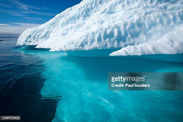 iceberg above and below water in disko bay in greenland - iceberg above and below water stock pictures, royalty-free photos & images