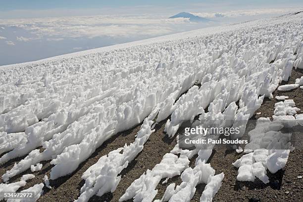 melting ice field on mount kilimanjaro - kilimanjaro bildbanksfoton och bilder