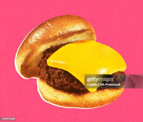 stockillustraties, clipart, cartoons en iconen met cheeseburger - hamburger