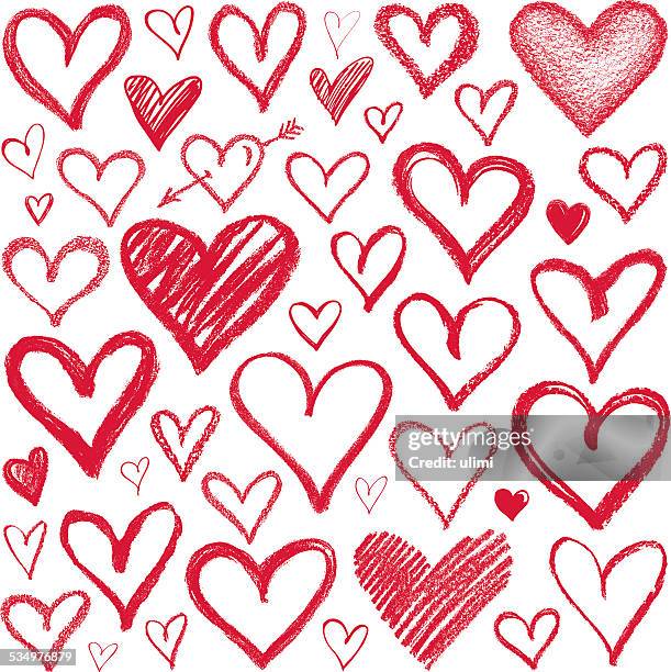 ilustraciones, imágenes clip art, dibujos animados e iconos de stock de corazones - dibujo a la tiza