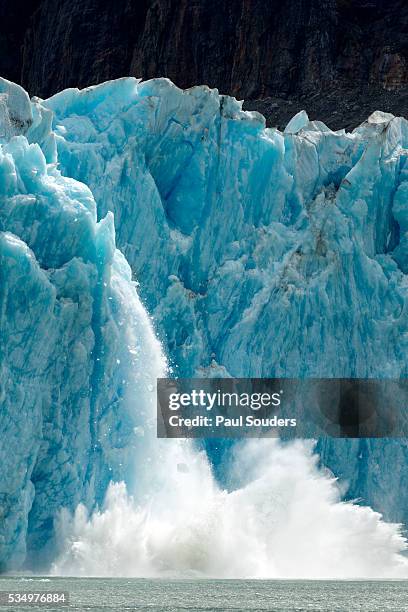 icebergs calving from glacier, alaska - holkham bay alaska stock pictures, royalty-free photos & images