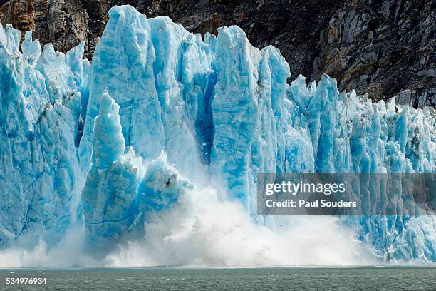 calving icebergs from dawes glacier, alaska - holkham bay alaska stock pictures, royalty-free photos & images