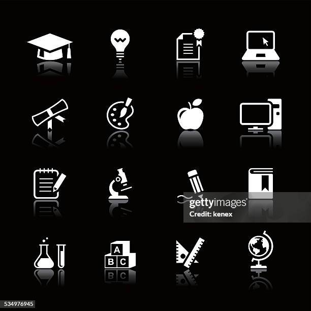 white icons set | education - triangle ruler stock illustrations