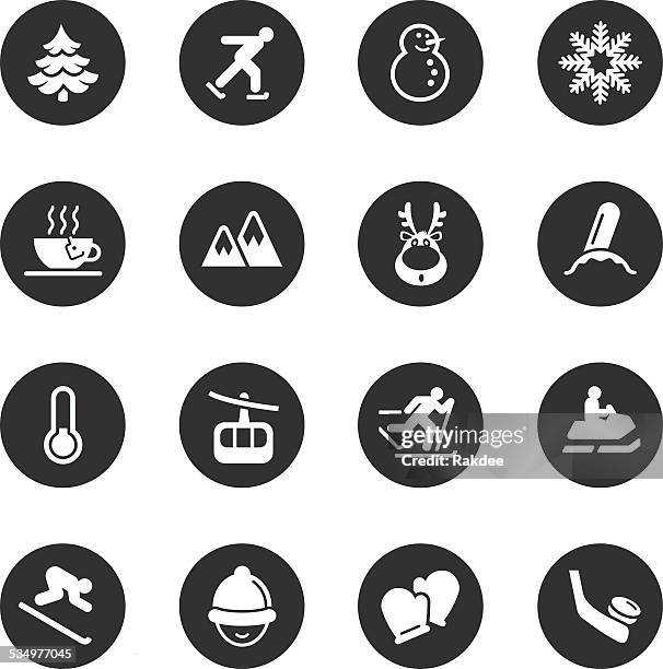 winter season icons - black circle series - cable car stock illustrations