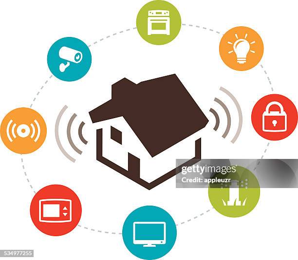 smart home automation illustration - burglar alarm stock illustrations