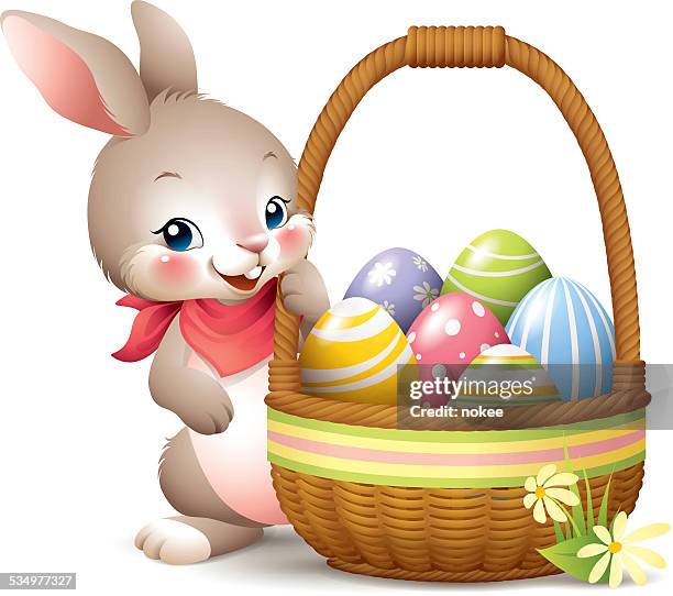 easter bunny - basket - easter bunny stock illustrations