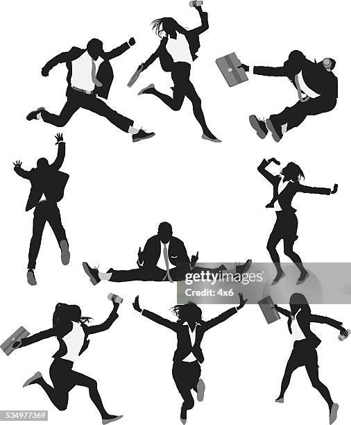 business people jumping - flat shoe stock illustrations