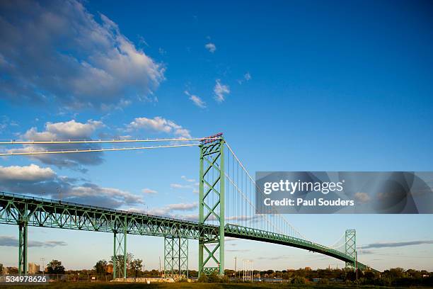 ambassador bridge, detroit, michigan - ambassador bridge stock pictures, royalty-free photos & images