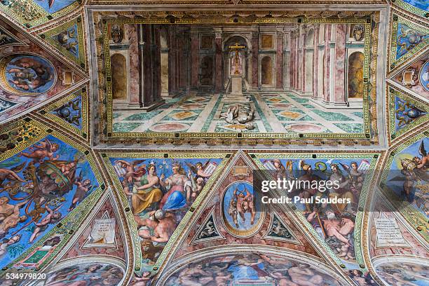 painting on ceiling of vatican museum, vatican city - vatican museum stock pictures, royalty-free photos & images