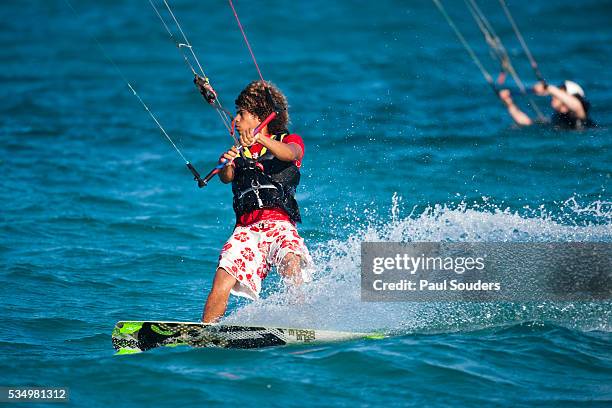 kite surfer in dominican republic - cabarete dominican republic stock pictures, royalty-free photos & images