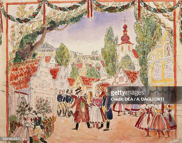 Scenography for The Bartered Bride by Bedrich Smetana, watercolour on paper. Prague, Muzeum Bedricha Smetany