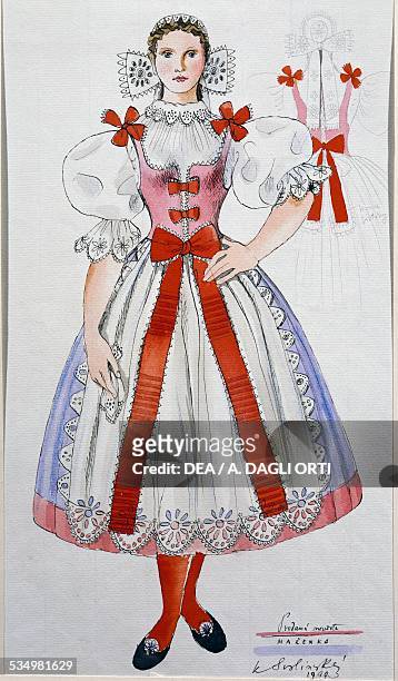 Costume for the main character of The Bartered Bride by Bedrich Smetana, sketch. Prague, Muzeum Bedricha Smetany