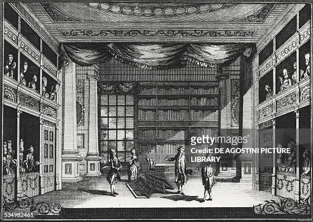 Scene from the play The school for scandal, by Richard Brinsley Sheridan , engraving. United Kingdom, 18th century. London, Victoria And Albert Museum