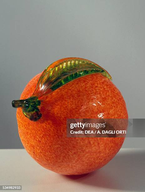 Tangerine, Murano glass fruit. Italy, 20th century.