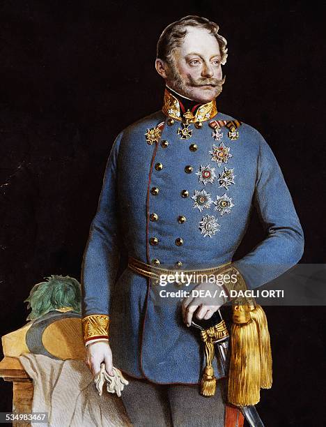 Portrait of the General of the Artillery Count Ferencz Jozsef Gyulai , commander in chief of the Austrian army in Italy during the Second Italian War...