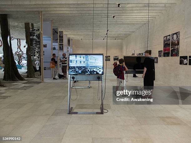 Press preview of the Venice Biennale of Architecture - in the photo view of the Nordic Countries Pavilion at Giardini Biennale