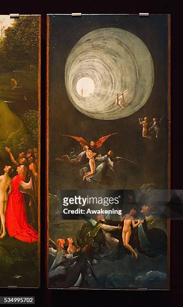 Ascent in the Empyrean' part of the 'Paradise and Hell' panels by Hieronymus Bosch on display in the Tribuna room at Palazzo Grimani. The exhibition...