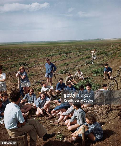 Kibbutz Class in a Field