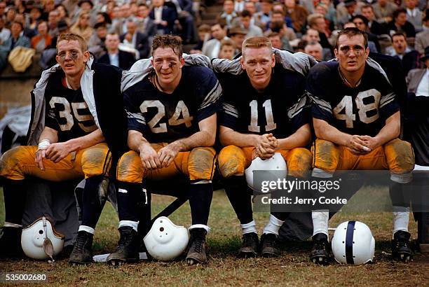 Yale Football Players on the Bench During Game