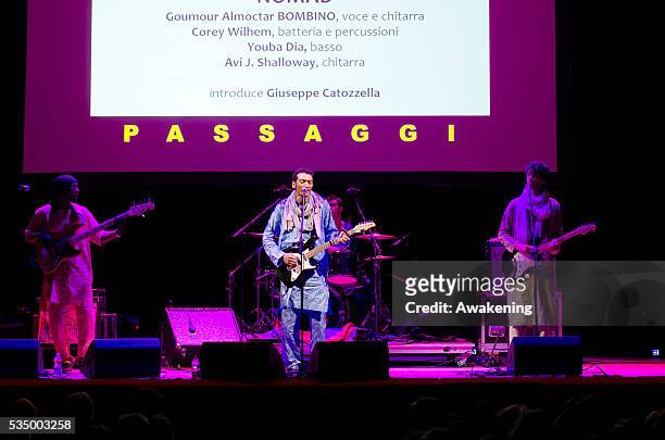 Bombino plays for the closure of the Democracy Biennal held in Turin at the Teatro Carignano