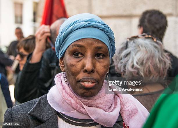 Protest with sit in is held in Milan to raise awareness about the death of hundreds of immigrants on the Sicilian coasts