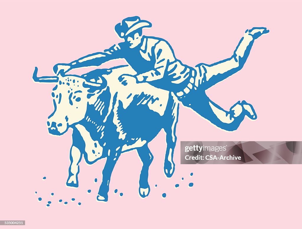 Cowboy Riding a Bull