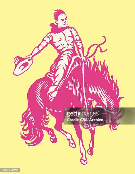 cowboy auf pferd - bucking stock-grafiken, -clipart, -cartoons und -symbole