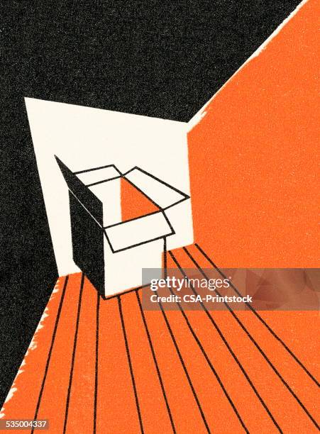 empty box in a corner - empty room stock illustrations