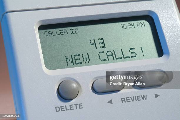 caller id displaying 43 new calls - answering machine stock pictures, royalty-free photos & images