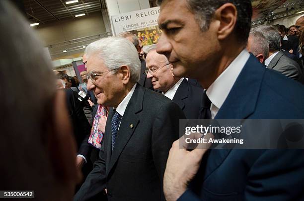 Italian Presedent of the Republic Sergio Mattarella visits the International Book Fair in Turin