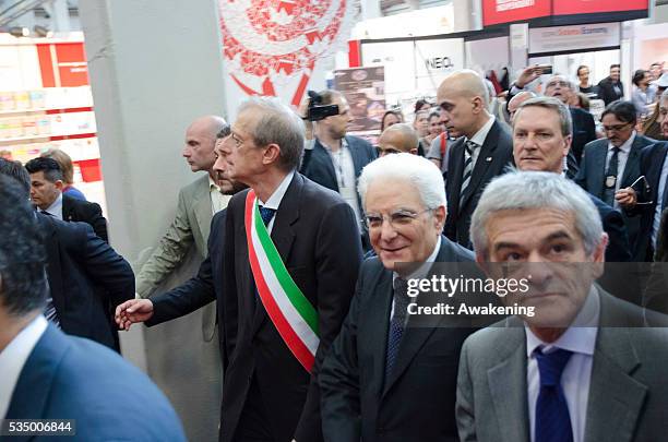 Italian Presedent of the Republic Sergio Mattarella visits the International Book Fair in Turin