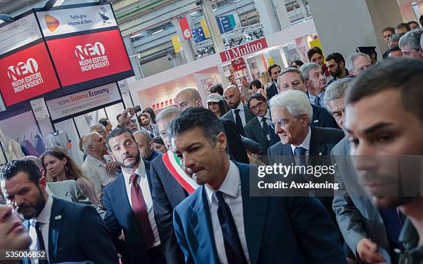Italian Presedent of the Republic Sergio Mattarella visits the International Book Fair in Turin