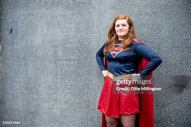 Cosplay enthusiast as Superwoman on Day 2 of MCM London Comic Con at The London ExCel on May 28, 2016 in London, England.